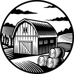 barn (linocut style)