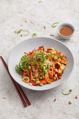 Tofu konjac peanut bowl with edamame