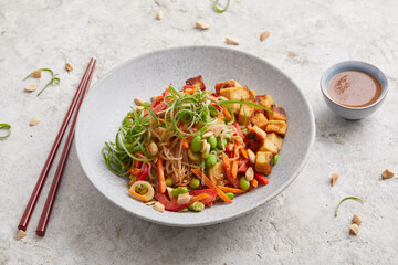 Tofu konjac peanut bowl with edamame