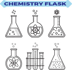 Chemistry Flask Line Art Vector Icon Illustration with Editable Stroke. Ideal for website marketing, logos, apps, templates, and more.