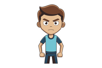 Angry Boy Illustration: A cartoon boy standing with an angry facial expression.