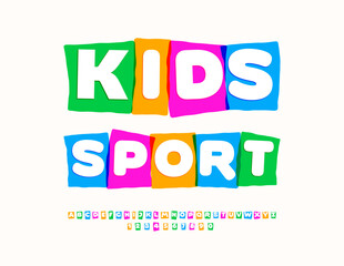 Vector colorful flyer Sport Fest. Bright Kids Font. Creative Alphabet Letters and Numbers set