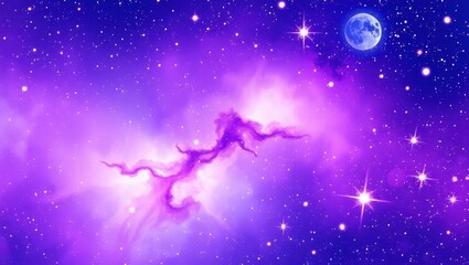 Stylized cosmic wallpaper showing a surreal galaxy with watercolor-style nebula, glowing stars, and a dreamy color palette of purples, blues, and pinks. Artistic brush texture, fantasy mood, no hard e
