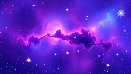 Stylized cosmic wallpaper showing a surreal galaxy with watercolor-style nebula, glowing stars, and a dreamy color palette of purples, blues, and pinks. Artistic brush texture, fantasy mood, no hard e
