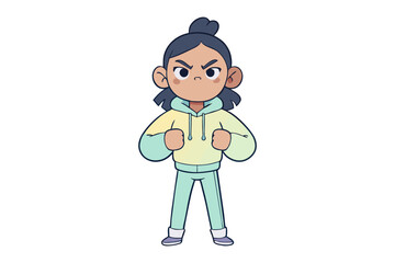 Animated Illustration: A bold character in a dynamic pose, standing confidently with a hint of defiance. The expressive illustration, in a clean, inviting style, evokes a sense of resilience.