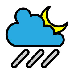 Rainy Night Vector Filled Icon Design