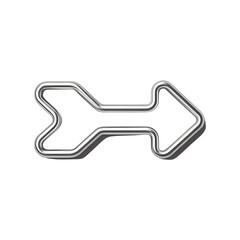 Shiny chrome arrow shape pointing to the right isolated on transparent background