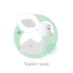 Rabbit Week or Rabbit Awareness Week vector, illustration. Big ears rabbit.