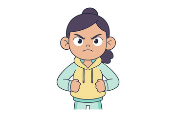 Animated Anger: A cartoon character girl's animated emotion captured in an engaging artistic style, expressing fury and exasperation.