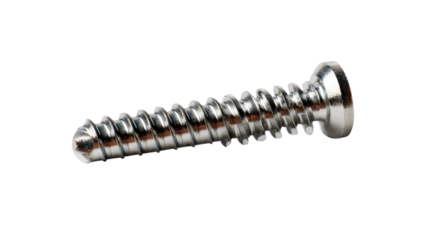 Detailed Close-Up of a Silver Screw: A meticulous macro shot focuses on a metallic screw, highlighting its spiral threads, precision engineering, and industrial design.