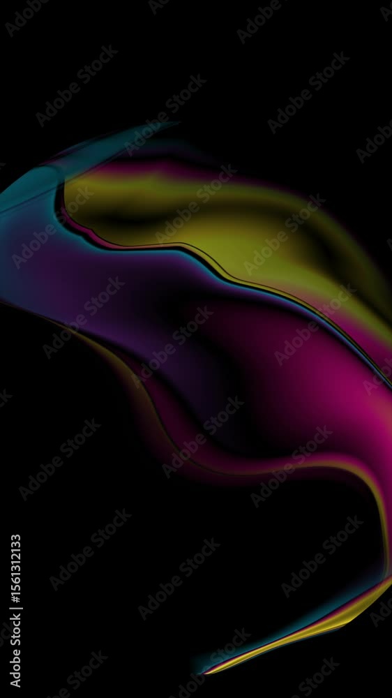 Poster Abstract colorful holographic liquid 3d wave futuristic motion background. Vertical looped video animation