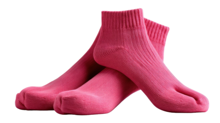 Pink Toe Socks in a Simple Arrangement: Two vibrant pink toe socks are artfully arranged. against a subtle backdrop, presenting a clean and straightforward representation.
