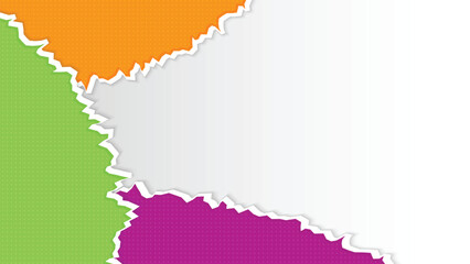 Multicolor Torn Paper Background with White Blank Space
