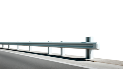 Roadside Barrier's Vigil: A sturdy roadside barrier stands sentinel beside a roadway, offering a sense of security and order with it's strong metallic presence.