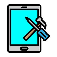 Mobile Repair App  Vector Filled Icon Design