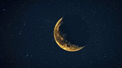 Naklejka premium Crescent moon on night sky background