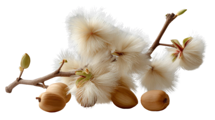 Delicate Willow Branch: A close-up shot captures the understated elegance of a willow branch, showcasing its downy catkins and smooth buds against a light canvas.