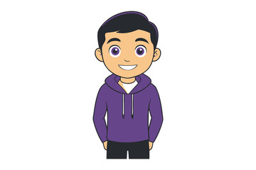Youthful Confidence: A cheerful cartoon character of a young person in a hoodie, representing a lifestyle with optimistic expression. 