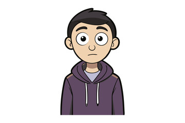 Concerned Young Man Portrait: A realistic illustration of a young man with a thoughtful expression and concerned eyes, conveying introspection, contemplation and worry.