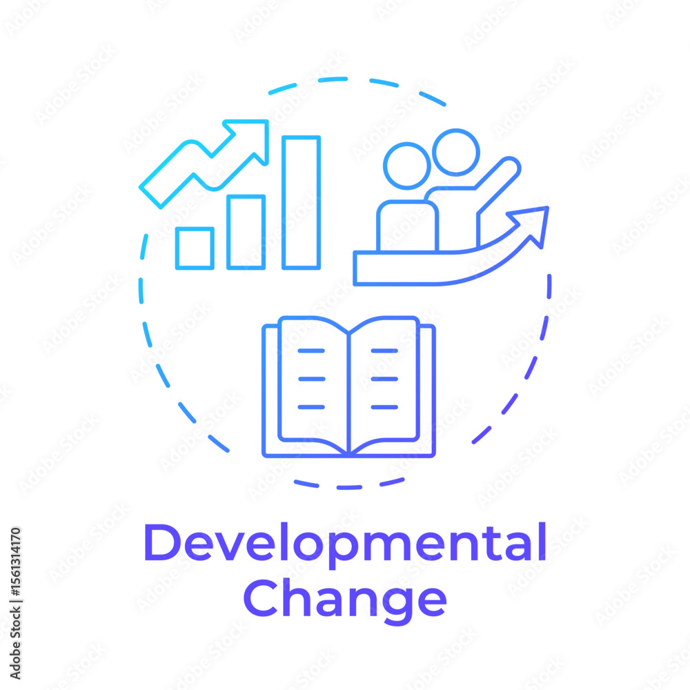 Poster developmental change blue gradient concept icon. enhancing existing processes. type of organizationa