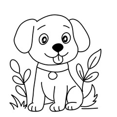 dog outline worksheet colourung book