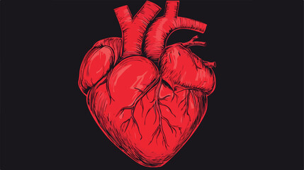 Vibrant Red Heart Flat Vector Illustration