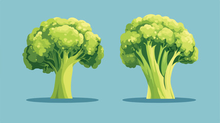Flat Vector Broccoli Vegetable Icon Illustration