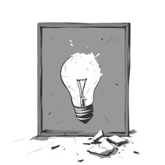 Cartoon Broken Light Bulb Vector Illustration