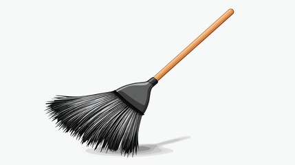 Long Wooden Handle Broom Cleaning Tool Vector