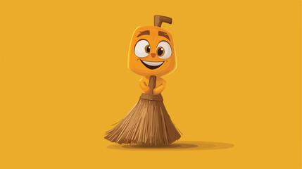 Marketing Character Cartoon Mascot with Broom Vector Illustration