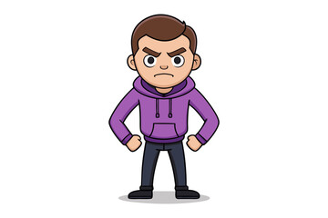 Anger in the Cartoon: A young cartoon figure clenches his fists, conveying the raw intensity of emotion with a focused gaze and body language.