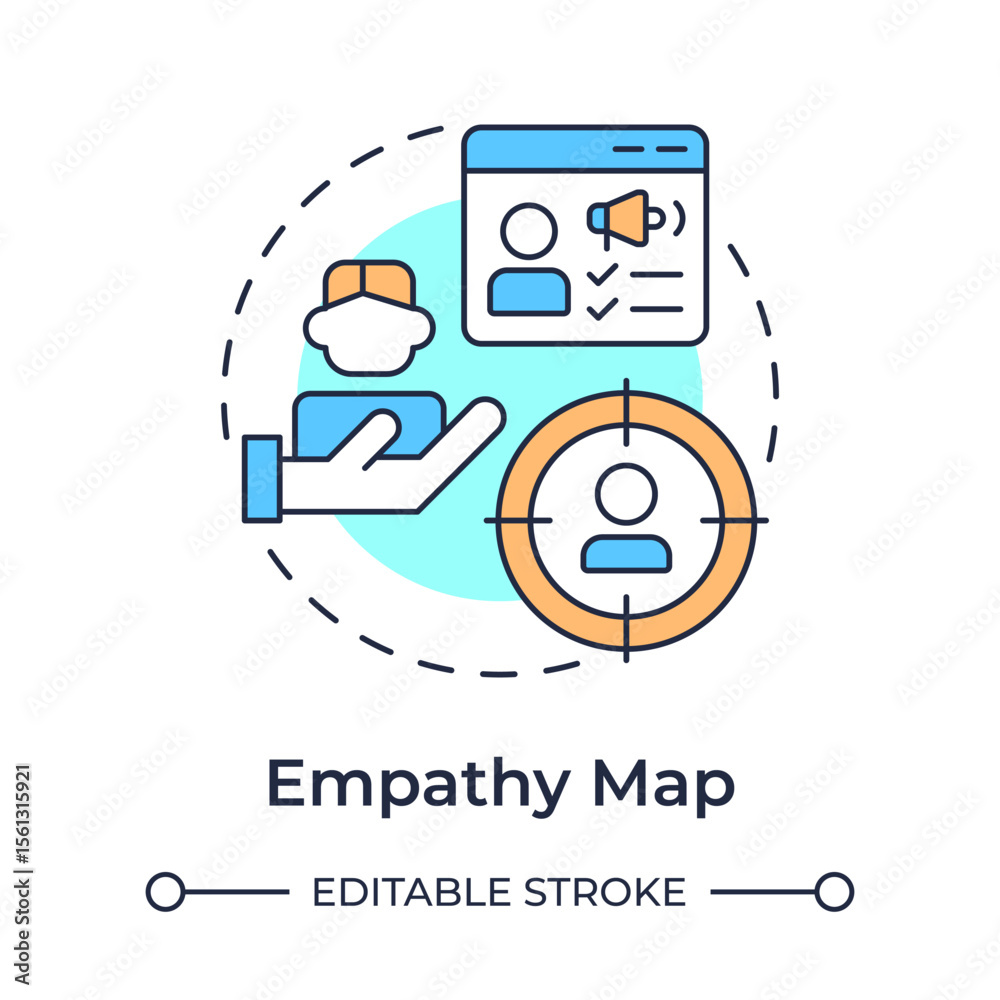 Poster empathy map multi color concept icon. understanding organization perspectives. gap analysis tool. bu