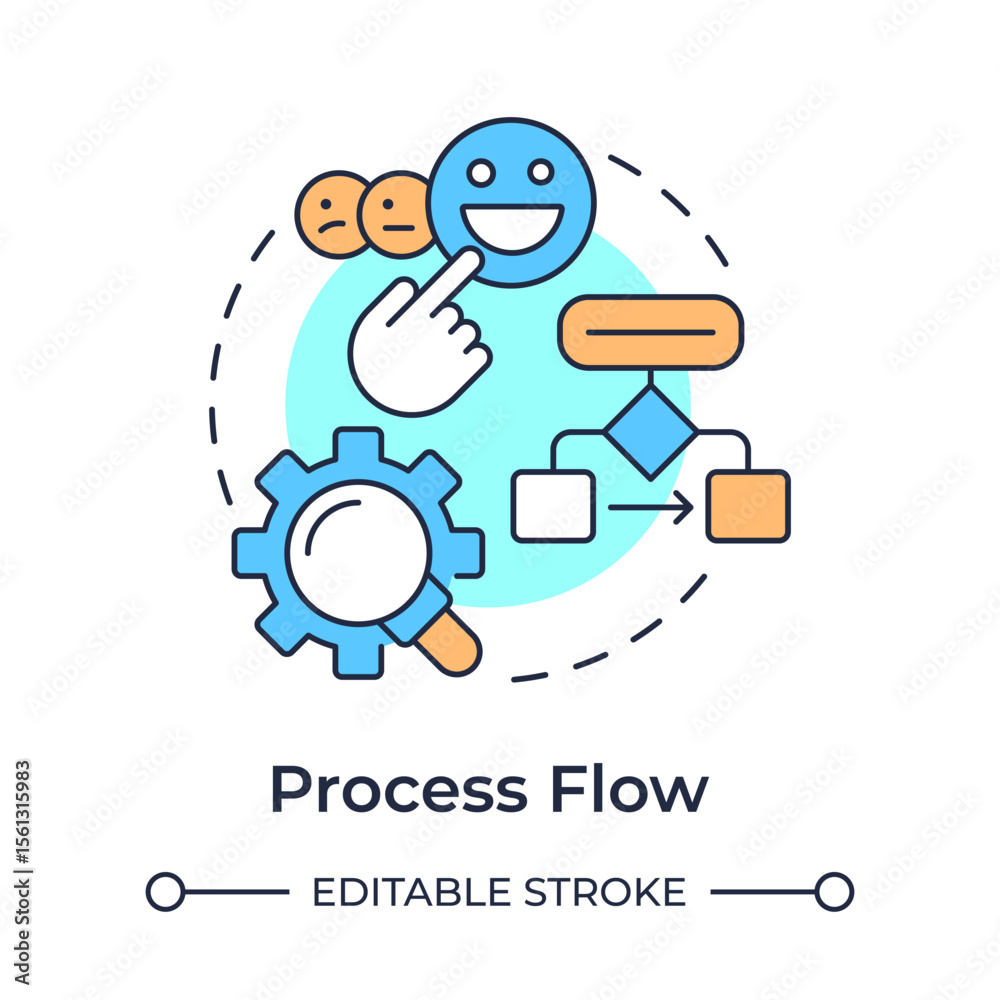 Poster process flow multi color concept icon. sequence of steps involved in completing. gap analysis tool. 