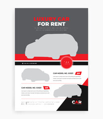 Rent a car flyer template, car rental service marketing flyer design