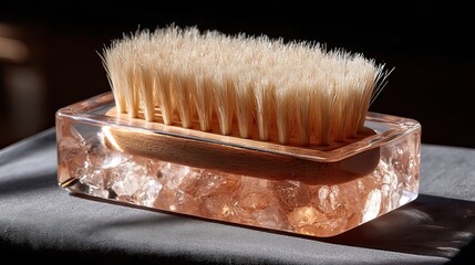 Crystal-base body brush, sunlit studio, spa, wellness