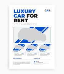 Rent a car flyer template, car rental service marketing flyer design