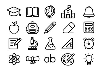 Modern Line Education & Learning Icons Set