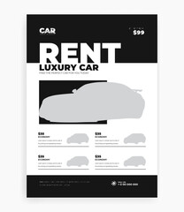 Rent a car flyer template, car rental service marketing flyer design