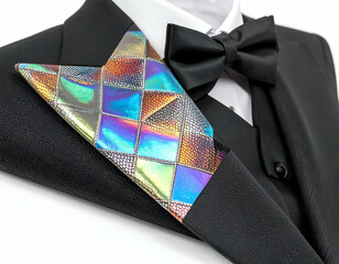 Iridescent Lapel Pin Metallic Fiber Inlay & Geometric Design