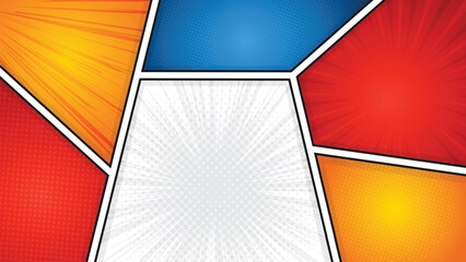Blank Colorful Comic Style Background with Cartoon Style