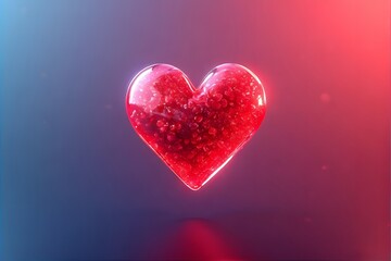 ia generated. Shiny red 3D heart on dark background, modern and elegant design perfect for romantic themes, Valentine's Day or love.

