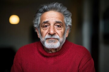 Obraz premium Old man wearing red sweater and beard