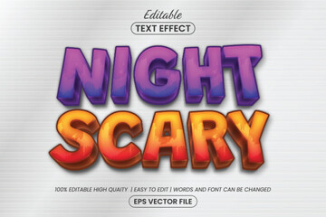Editable Scary Night Text Effect, Bold 3D Cartoon Style