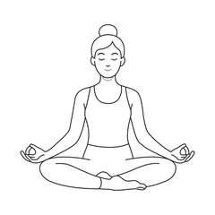 Yoga Meditation Woman in Lotus Pose – Minimalist Line Art Vector Illustration