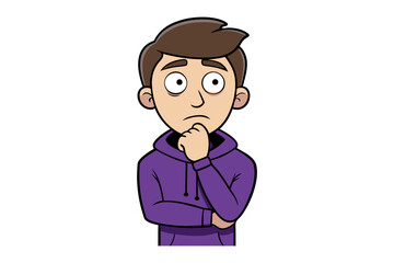 Contemplative Young Man: Captivating portrait of a thoughtful young individual, deep in contemplation and pondering an important question, with a look of concern and a gesture of deep thought.