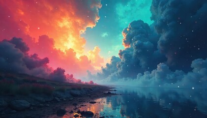 Surreal Dreamscape Swirling Colors and Blurred Forms in an Otherworldly Fantasy