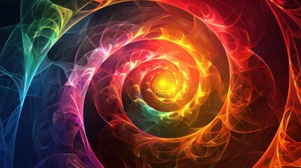 Colorful spiral design with a glowing center