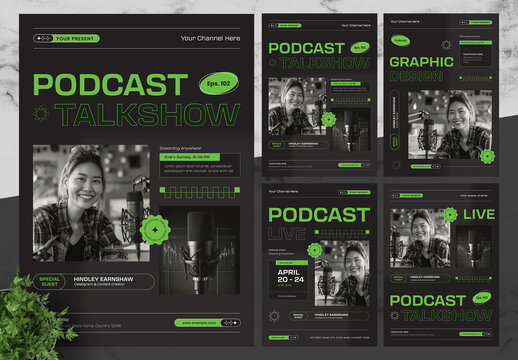 Green And White Podcast Flyer