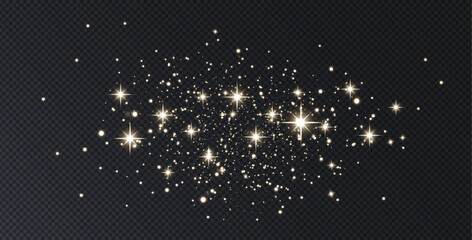 Texture, magic, star, gold, glistering celestial gold dust sparkles in an abstract night sky, evoking mystery, elegance, and festive luxury with glowing stardust vibes.
