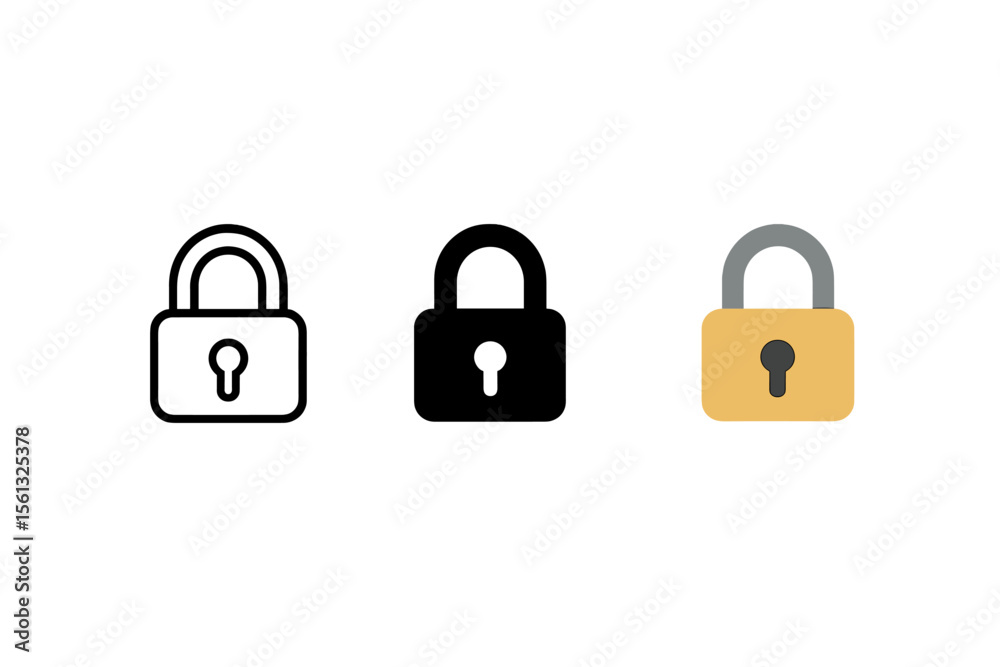 Poster secure access vector illustration: minimalistic lock icons set for graphic design and user interface